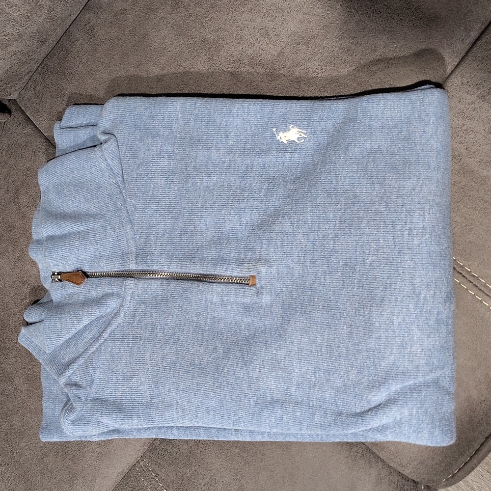 Polo by Ralph Lauren Men's Light Blue Zip-Up Sweater